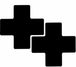 ToughStripe® Floor Marking Tape Cross-Shaped Center Marks - Polyester, Solid Color, Black, 3" x 8"