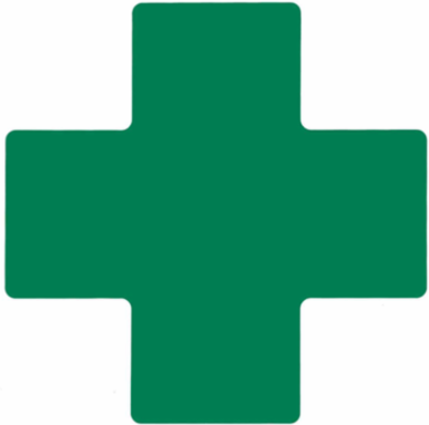 ToughStripe® Floor Marking Tape Cross-Shaped Center Marks - Polyester, Solid Color, Green, 4" x 10"