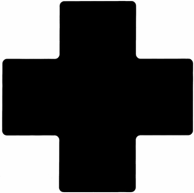ToughStripe® Floor Marking Tape Cross-Shaped Center Marks - Polyester, Solid Color, Black, 4" x 10"