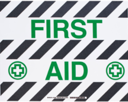Floor Safety Sign, 14" H x 18" W x 0.011" D, Polyester, Black/Green on White