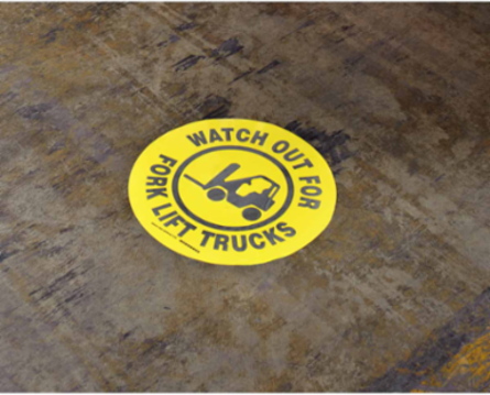 Floor Safety Sign, 17" Dia x 0.011" D, Polyester