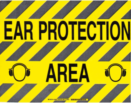 Floor Safety Ear Protection Sign, 14" H x 18" W x 0.011" D, Polyester