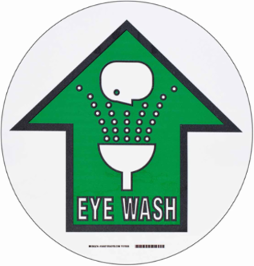 Floor Safety Eye Wash Sign, 17" Dia x 0.011" D, Polyester