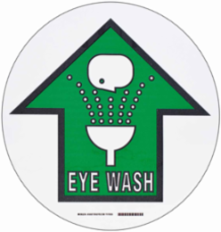Floor Safety Eye Wash Sign, 17" Dia x 0.011" D, Polyester