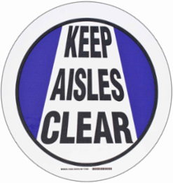 Floor Safety Sign, 17" Dia x 0.011" D, Polyester, Black/Blue on White