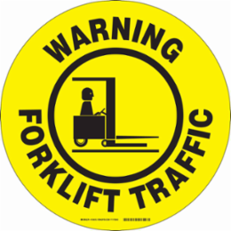 WARNING Floor Safety Sign, 17" Dia x 0.011" D, Polyester