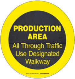 PRODUCTION AREA Floor Safety Sign, 17" Dia x 0.011" D, Polyester