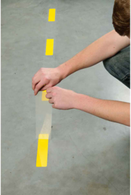 ToughStripe® Floor Marking Tape Dashes - Polyester, Solid Color, Yellow, 2" x 8"