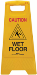 CAUTION Wet Floor Heavy Duty Floor Stands, 24.5" H, Black/Red on Yellow