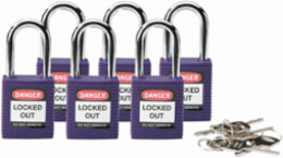 Nonconductive Nylon Padlock - 1.75 in H x 1.5 in W x 0.8 in D, 6-Pin Cylinder, Keyed Different