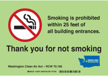 Smoking Is Prohibited Within 25' Of All Building Entrances Sign, 7" H x 10" W x 0.1" D, Fiberglass