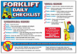 Forklift Daily Checklist Poster, 20 Inch H x 29 Inch W, Vinyl, Multi-Color
