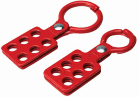 Aluminum Lockout Hasp, 1" Jaws, 6 Padlocks Max, Scissor-Action, 4.311" Height