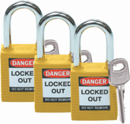 Nonconductive Nylon Padlocks - 1.75 in H x 1.5 in W, 1.5 in Shackle Clearance, Keyed Alike