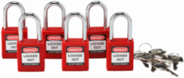 Nonconductive Nylon Padlock - 6-Pin Cylinder, 1.5 in Shackle Clearance, Keyed Alike