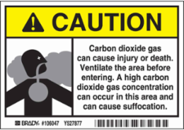 CAUTION Sign - Carbon Dioxide Hazard, 3.5 Inch x 5 Inch, Outdoor Use, Abrasion-Resistant