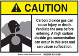 CAUTION Carbon Dioxide Safety Sign, 7 Inch H x 10 Inch W, Abrasion-Resistant