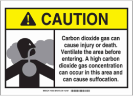 CAUTION Sign - Carbon Dioxide Hazard, 10 Inch H x 14 Inch W, Rigid Polystyrene