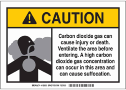 CAUTION Carbon Dioxide Gas Hazard Sign 7 Inch x 10 Inch Fiberglass, Outdoor Use