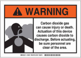 WARNING Carbon Dioxide Gas Can Cause Injury Or Death... Sign, 7" H x 10" W x 0.06" D, Polystyrene