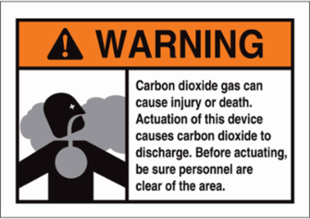 WARNING Carbon Dioxide Gas Can Cause Injury Or Death... Sign, 7" H x 10" W x 0.035" D, Aluminum