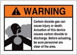 WARNING Carbon Dioxide Gas Can Cause Injury Or Death... Sign, 7" H x 10" W x 0.035" D, Aluminum