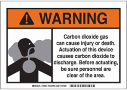 WARNING Carbon Dioxide Gas Can Cause Injury Or Death... Sign, 7" H x 10" W x 0.1" D, Fiberglass