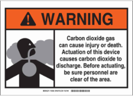 WARNING Carbon Dioxide Gas Can Cause Injury Or Death... Sign, 10" H x 14" W x 0.1" D, Fiberglass
