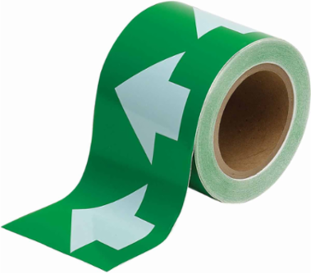 Pipe Marking Tape, 3" W x 30 yd L x 0.006" D, White on Green