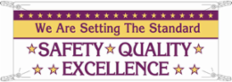 WE ARE SETTING THE STANDARD Safety Quality Excellence Sign, 4' H x 10' W x 0.055" D, Polyethylene