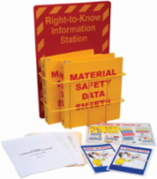 Safety Information Center with Wall Mount, Text Only, Yellow on Red, Includes Binders