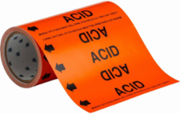 ACID Pipe Marker 30 ft H x 8 in W, Fits Pipes 2 in Dia., Vinyl, Self-Adhesive