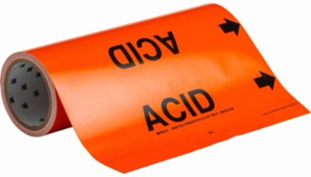ACID Pipe Marker, 30 ft H x 12 in W, Fits Pipes 2.5 in to 6 in Dia.