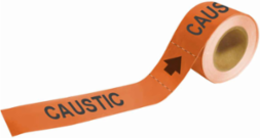 CAUSTIC Pipe Marker, 1 Inch H x 8 Inch W, Fits Pipes 1.5 to 2 Inch Diameter, Roll of 25