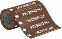 CHLORINE GAS Pipe Marker, 30' H x 8" W, Roll of 30', Fits Pipes 2" Dia. or Smaller