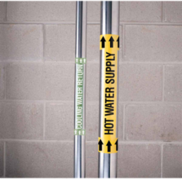 Food Industry Pipe Markers for Steam - Laminated Polyester on High Performance/High Visibility Label Carrier, Style 4, 0