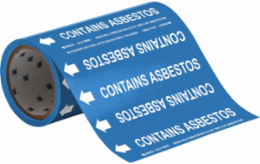 CONTAINS ASBESTOS Pipe Marker, 30' H x 8" W, Roll of 30', Fits Pipes 2" Dia. or Smaller