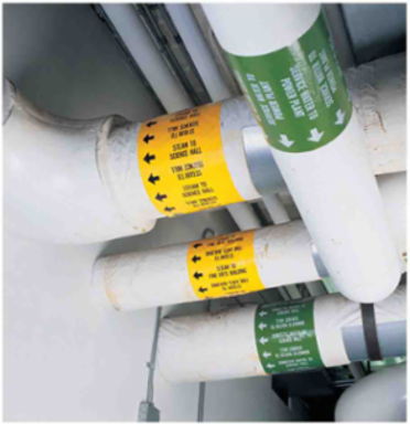 DANGER ASBESTOS INSULATION Pipe Marker, 30' H x 8" W, Roll of 30', Fits Pipes 2" Dia. or Smaller