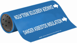 DANGER ASBESTOS INSULATION Pipe Marker, 30' H x 12" W, Roll of 30', Fits Pipes 2.5" Dia. Thru 6" Dia.