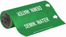 Demin Water Pipe Marker, 30' H x 12" W, Roll of 30', Fits Pipes, 2.5" Dia. Thru 6" Dia.