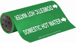 Domestic Hot Water Pipe Marker, 30' H x 12" W, Roll of 30', Fits Pipes, 2.5" Dia. Thru 6" Dia.