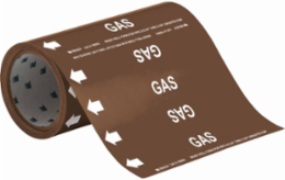 GAS Pipe Marker, 30' H x 8" W, Roll of 30', Fits Pipes 2" Dia. or Smaller