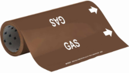 GAS Pipe Marker, 30' H x 12" W, Roll of 30', Fits Pipes, 2.5" Dia. Thru 6" Dia.