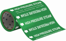 High Pressure Steam Pipe Marker, 30' H x 8" W, Roll of 30', Fits Pipes 2" Dia. or Smaller