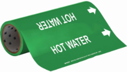 Hot Water Pipe Marker, 30' H x 12" W, Roll of 30', Fits Pipes, 2.5" Dia. Thru 6" Dia.