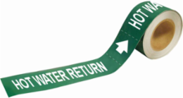 Hot Water Return Pipe Marker, 1" H x 8" W, Roll of 25 Each, Fits Pipes 1.5" Dia. Thru 2" Dia.