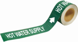 Hot Water Supply Pipe Marker, 1" H x 8" W, Roll of 25 Each, Fits Pipes 1.5" Dia. Thru 2" Dia.