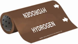 HYDROGEN Pipe Marker, 30' H x 12" W, Roll of 30', Fits Pipes, 2.5" Dia. Thru 6" Dia.