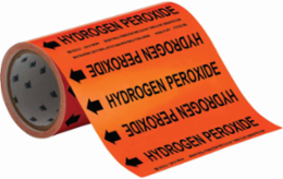 HYDROGEN PEROXIDE Pipe Marker, 30' H x 8" W, Roll of 30', Fits Pipes 2" Dia. or Smaller