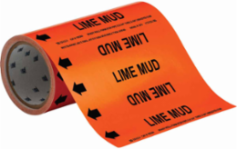 LIME MUD Pipe Marker, 30' H x 8" W, Roll of 30', Fits Pipes 2" Dia. or Smaller
